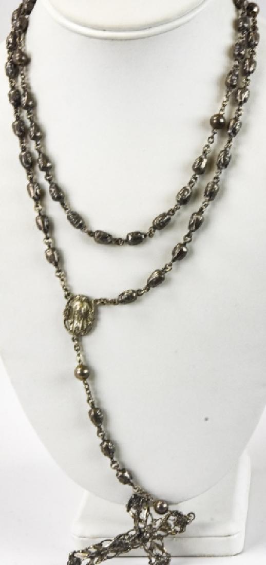 Huge Antique Sterling Silver Rosary Bead Necklace (1 of 9)