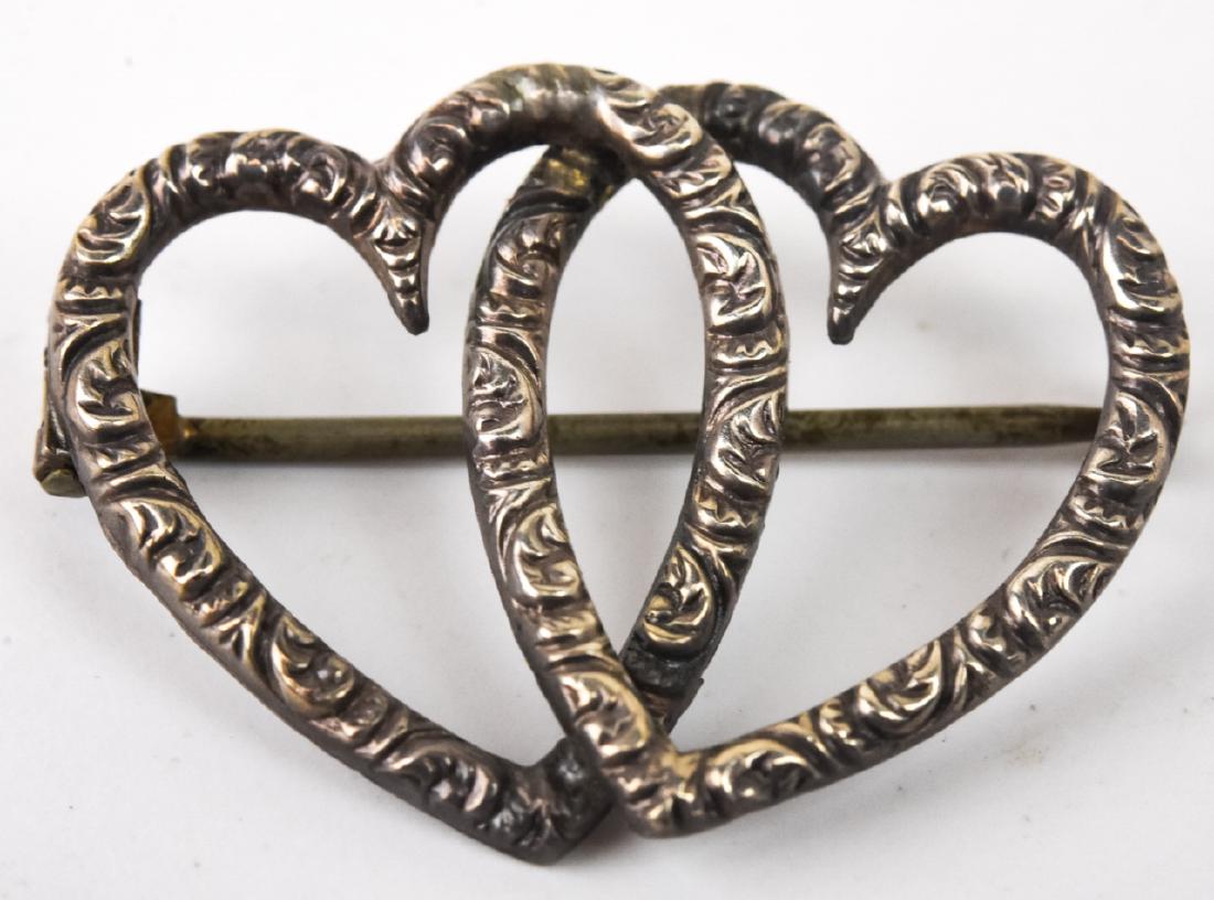 Antique Witches Heart Sterling Silver Brooch Pin (1 of 4)