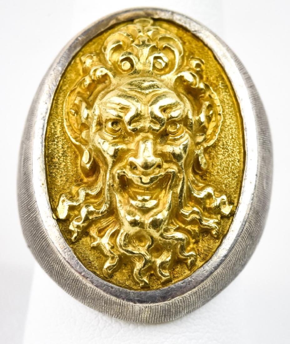 Estate Large 18kt Yellow Gold Gargoyle Plaque Ring (1 of 6)