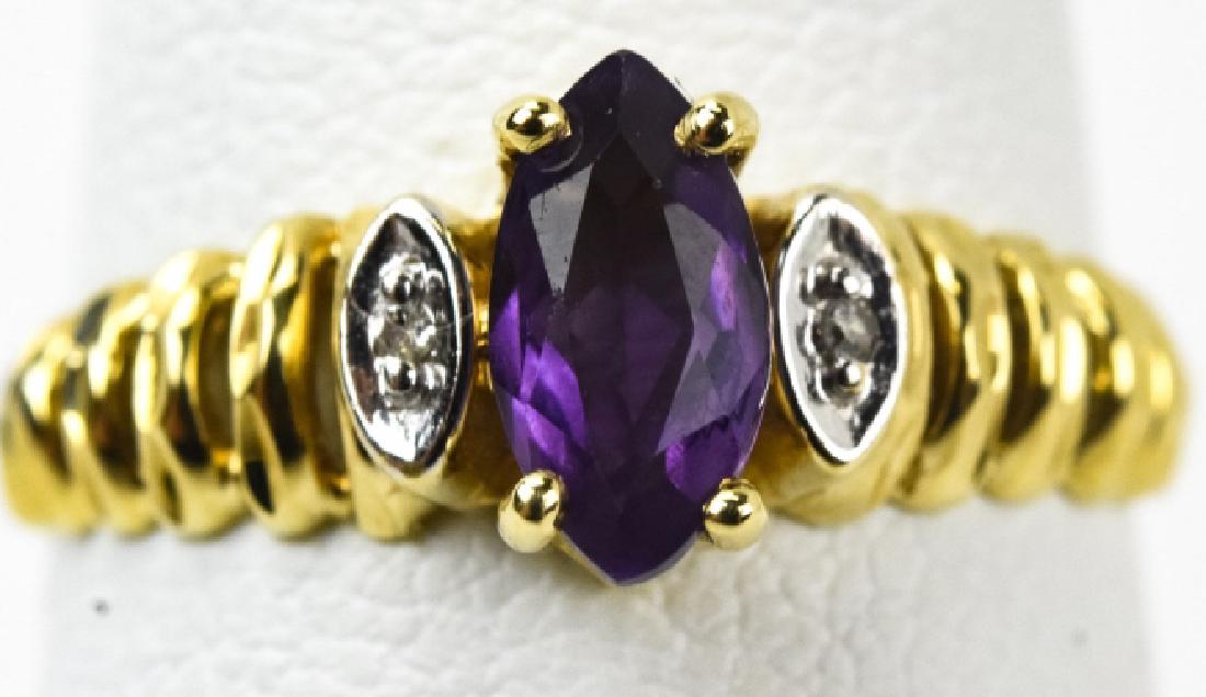Vintage 10kt Yellow Gold Amethyst & Diamond Ring (1 of 5)