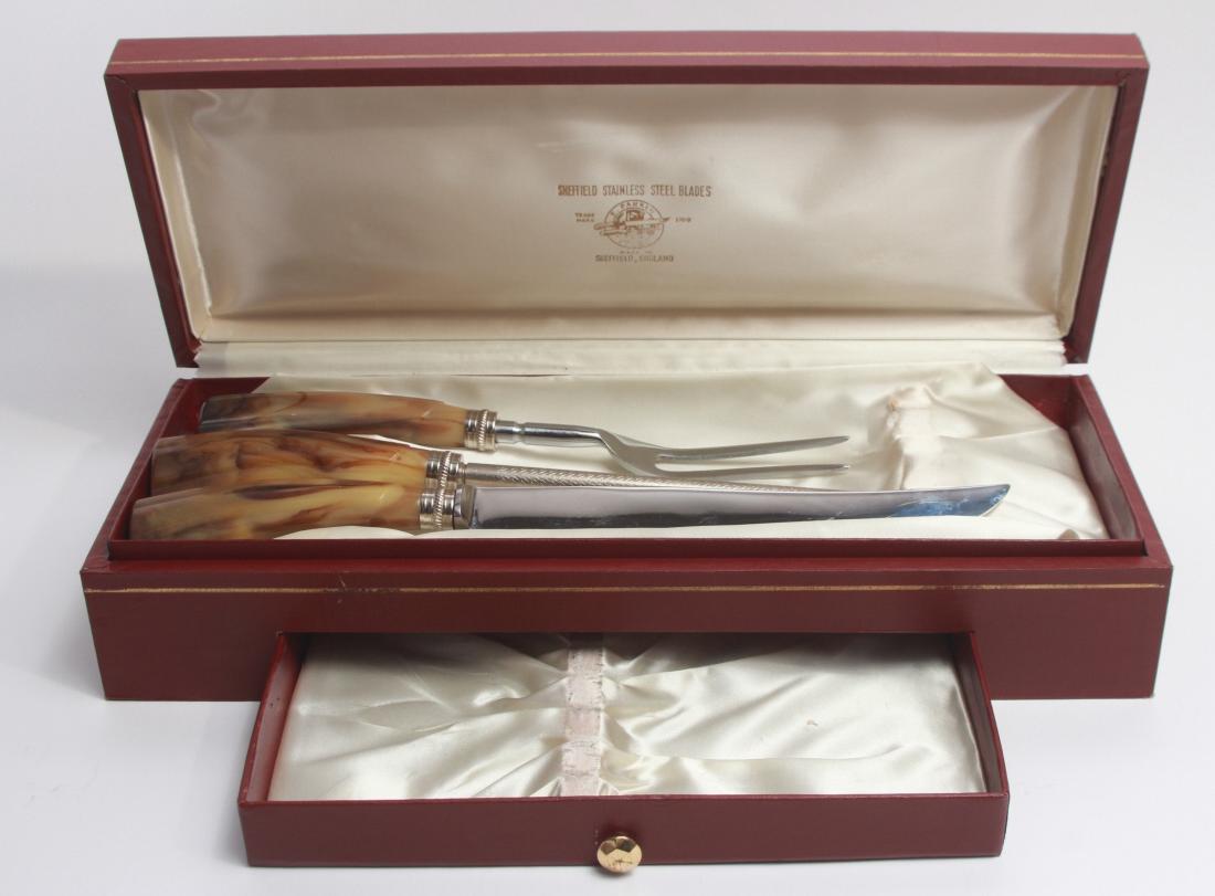 Sheffield Stainless Steel & Antler Carving Set (1 of 5)