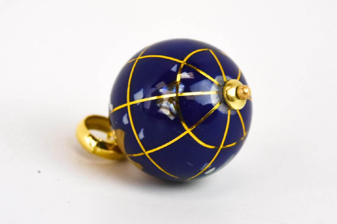 Vintage 14kt Yellow Gold Pietra Dura Globe Charm (1 of 6)