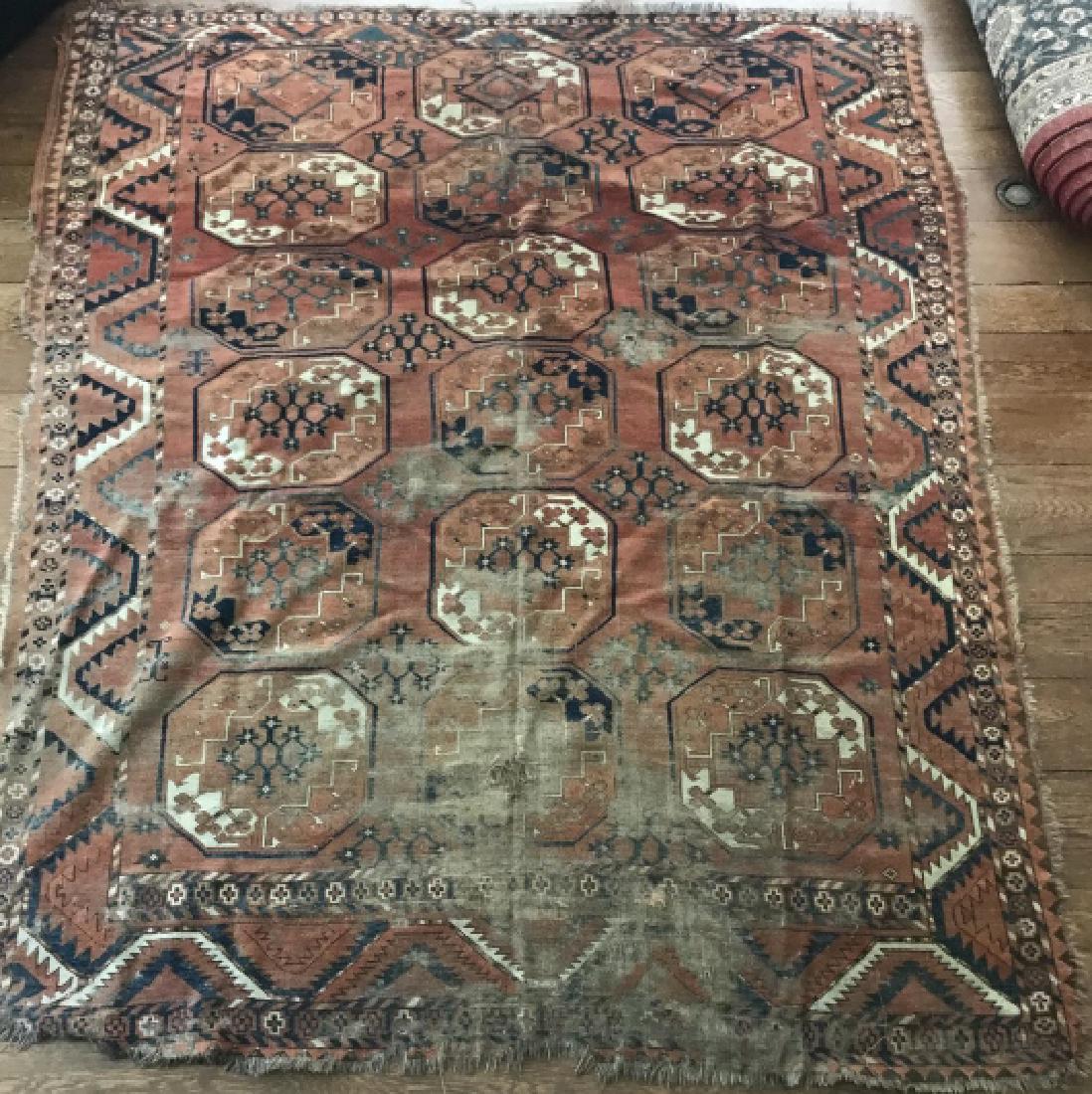 Antique 19th C Hand Knotted Persian Wool Carpet (1 of 5)
