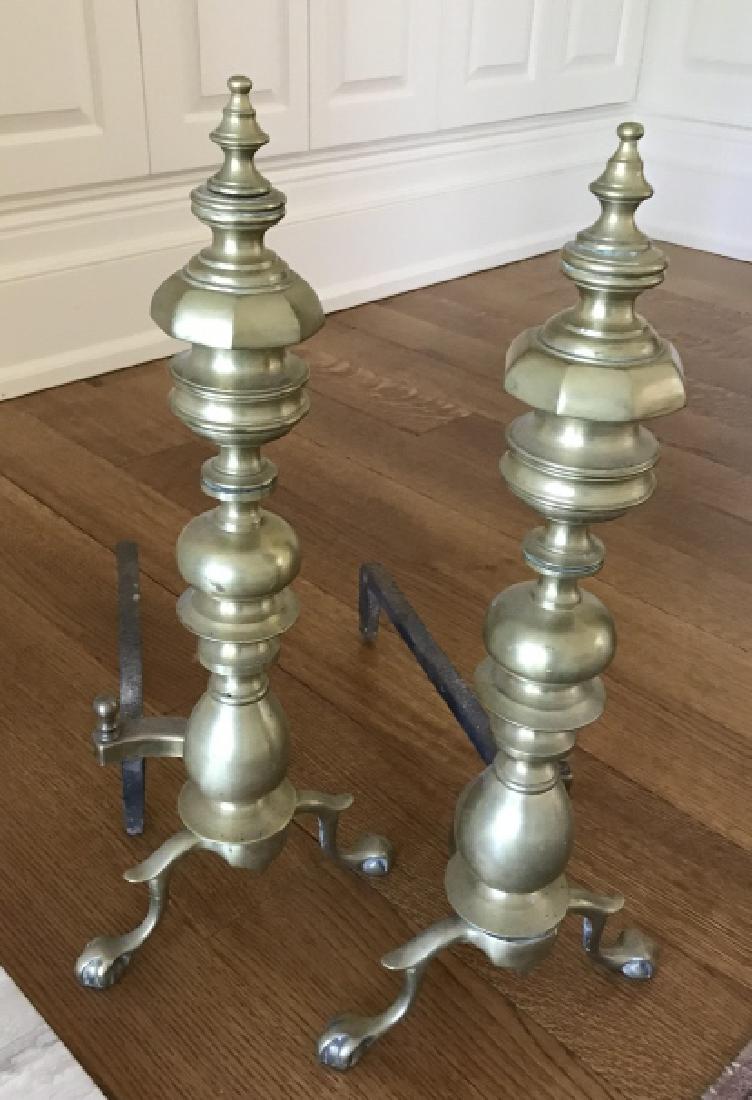 Gilt Brass English Regency Style Fireplace Andiron (1 of 2)