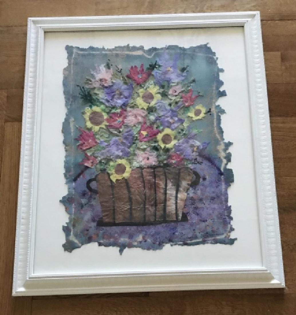 Contemporary Art - Floral Collage by Shawn William: Contemporary Art - Floral Collage by Shawn William. Professionally framed. Measures 38.5 x 32.5 inches.