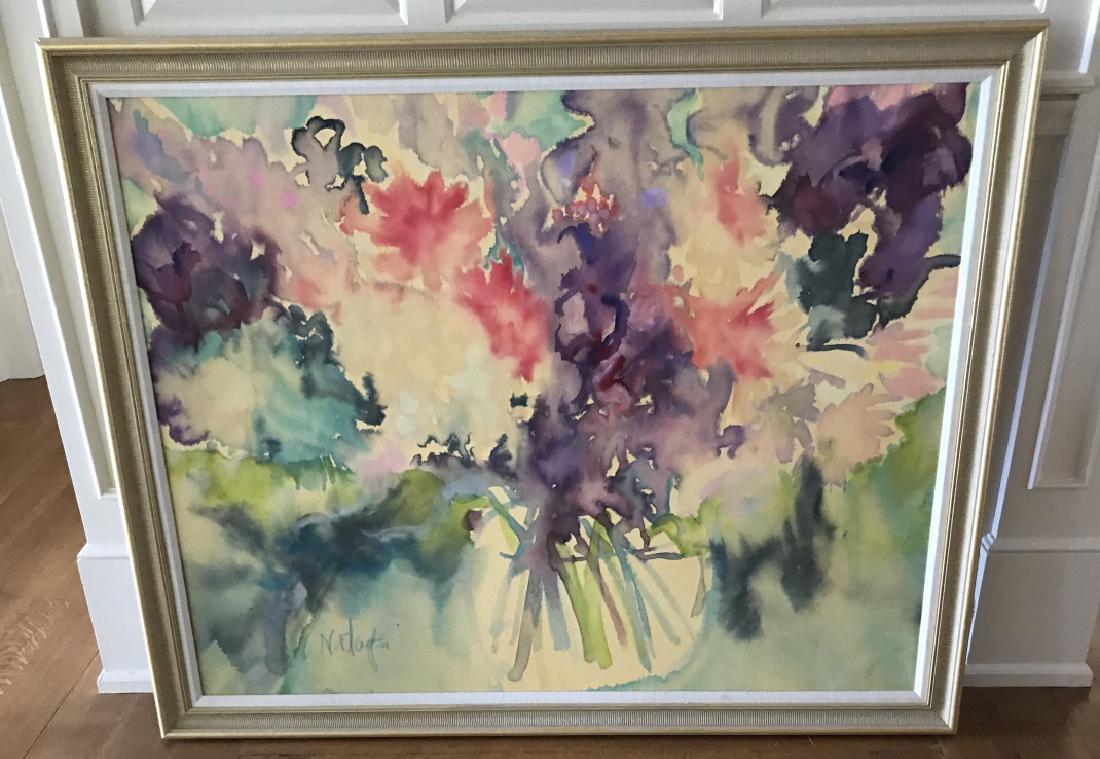 Large Signed Dated Contemporary Floral Painting (1 of 3)