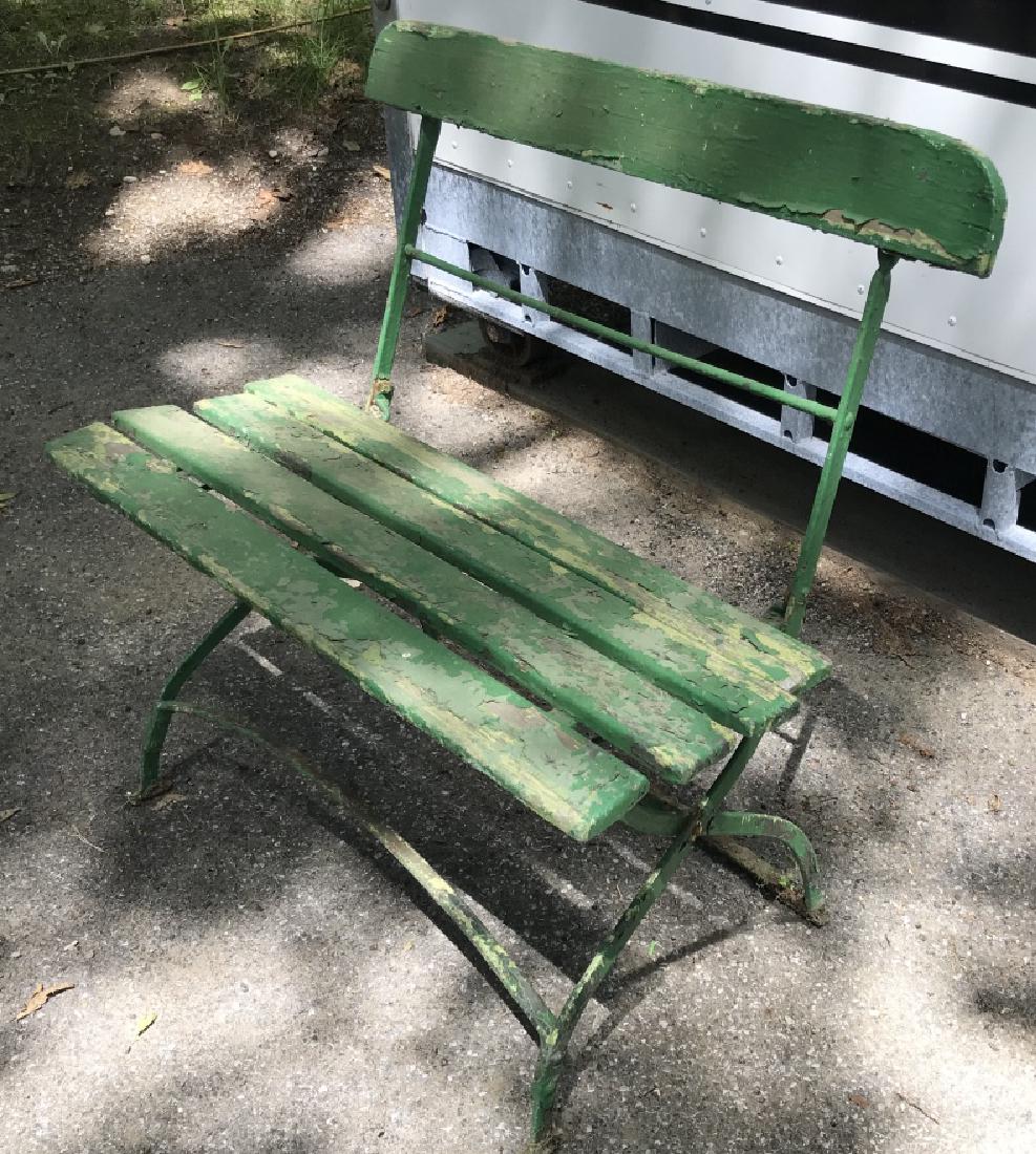 Antique Metal & Wood Shabby Chic Garden Bench (1 of 2)