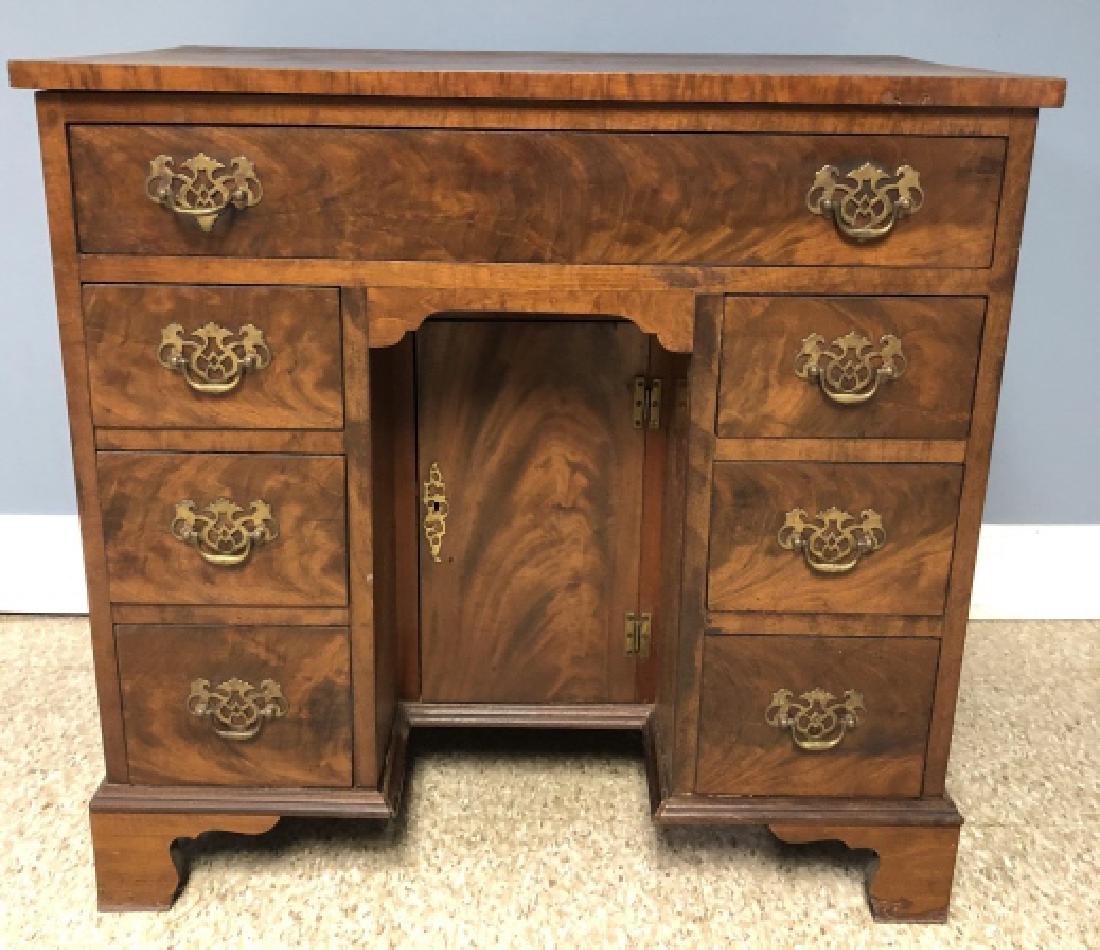 Antique English Knee Hole Burled Small Desk