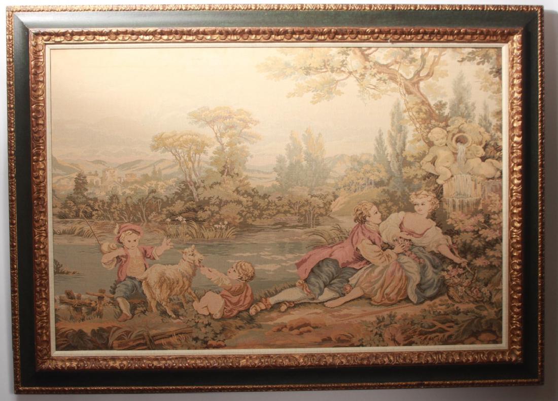 Framed Vintage French Rococo Style Tapestry (1 of 5)