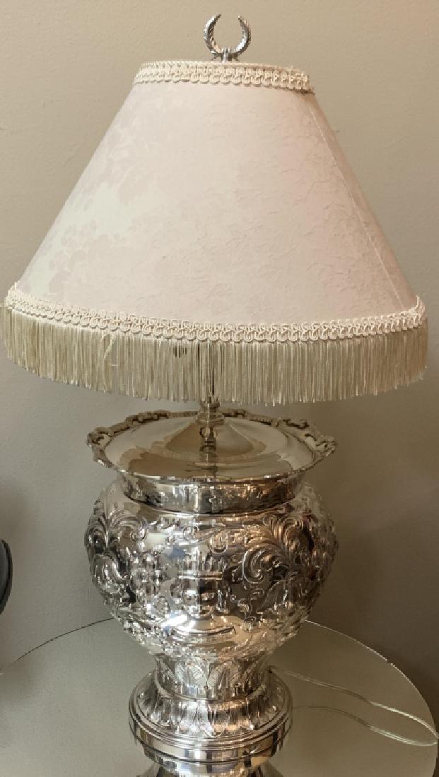 Contemporary Silver Toned Metal Lamp (1 of 3)