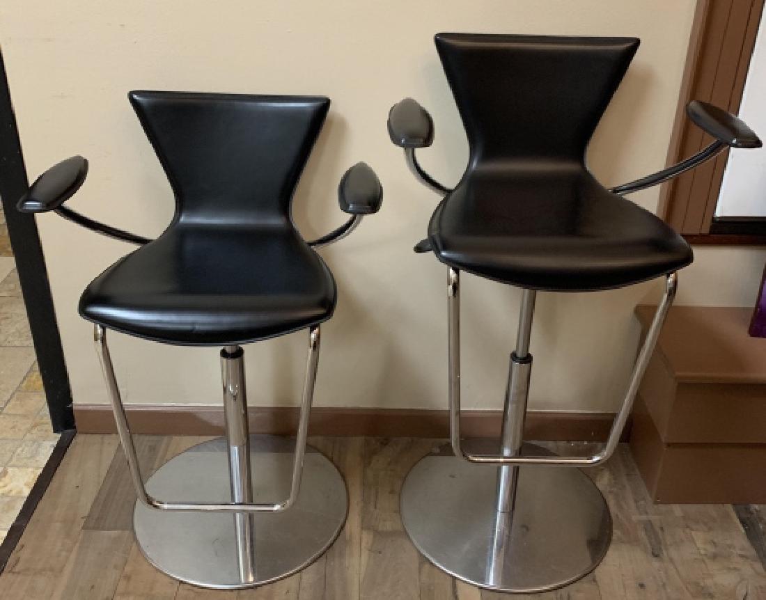 Pair Contemporary Faux Leather Bar Counter Stools (1 of 4)
