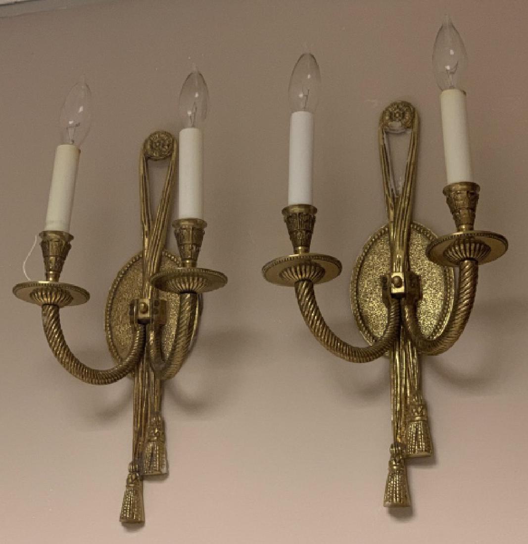 Pair Neoclassical Style Gilt Metal 2 Arm Sconces (1 of 3)