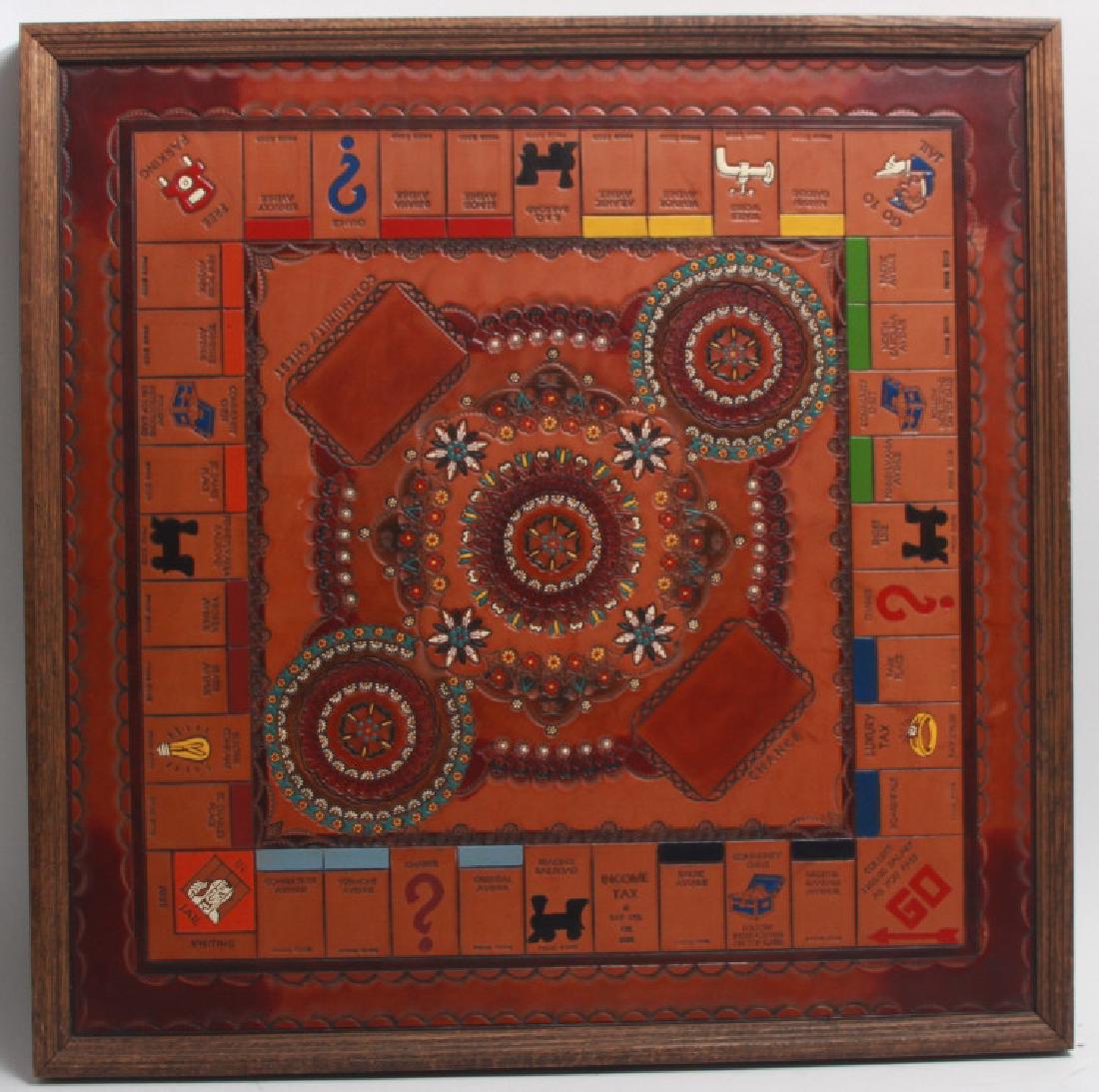 Custom Embossed Leather + Wood Monopoly Game Board (1 of 5)