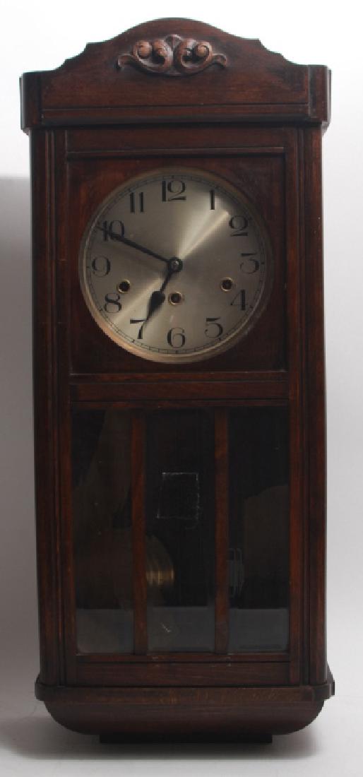 Mission Arts & Crafts Style Pendulum Case Clock: Vintage Mission Arts & Crafts Style Pendulum Case Clock. 30 inches x 13 inches x 7 inches