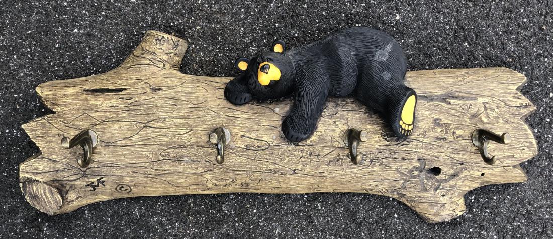 Carved Coat Rack with Figural Bear (1 of 2)