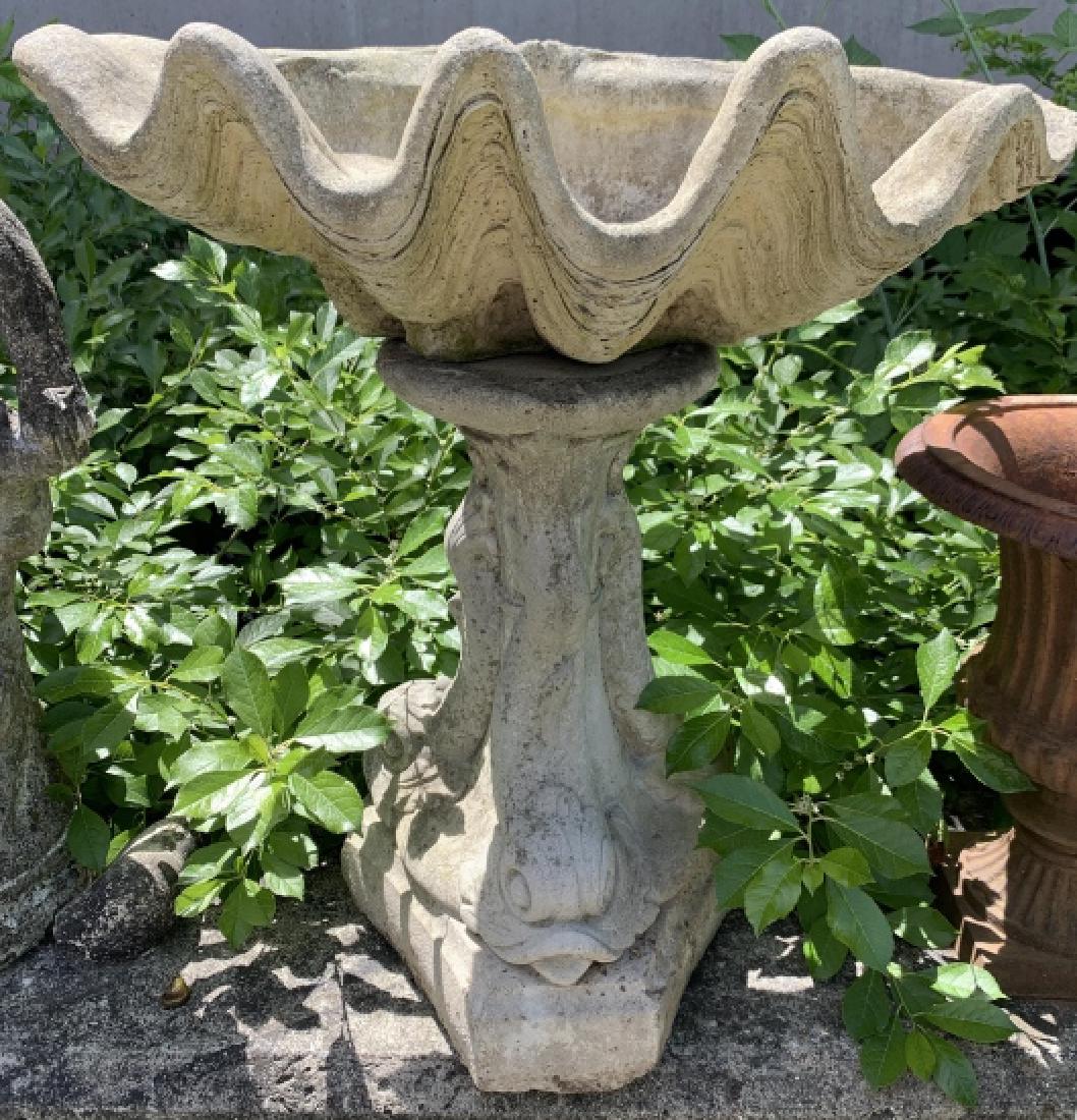 Victorian Style Dolphin & Shell Motif Bird Bath (1 of 4)