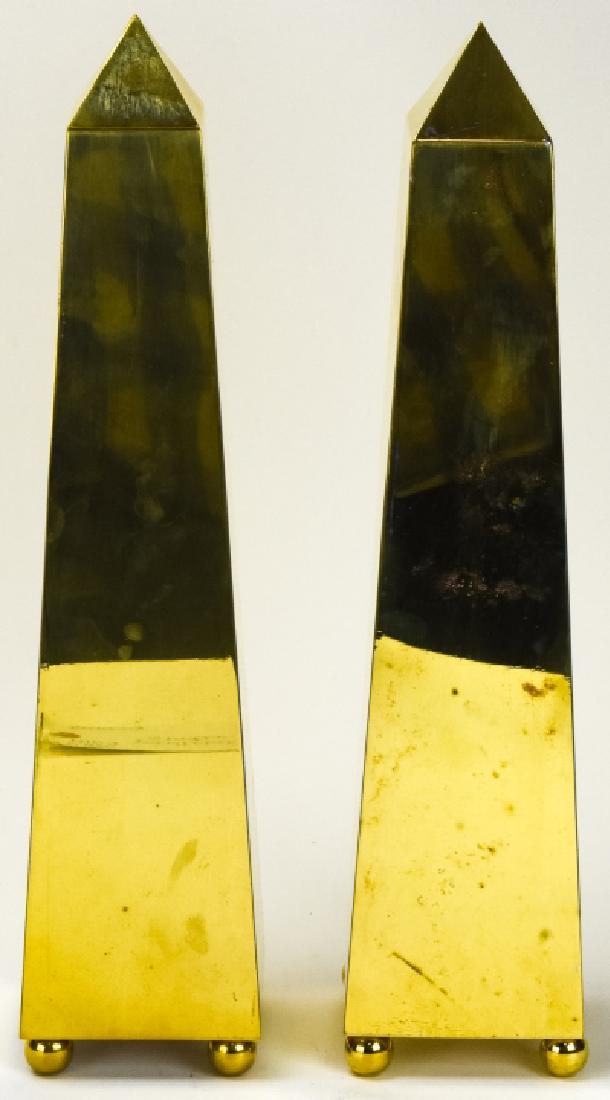 Pair Gilt Brass Obelisk Decorative Statues (1 of 7)