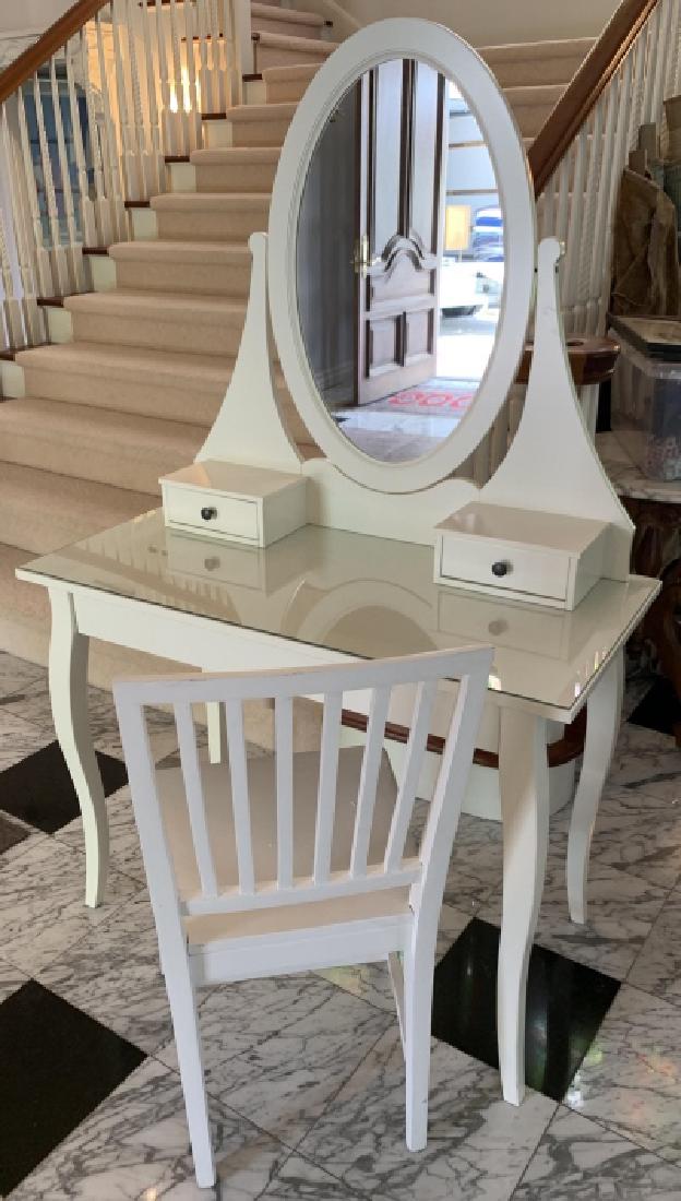 Contemporary White Vanity Table W Chair (1 of 5)