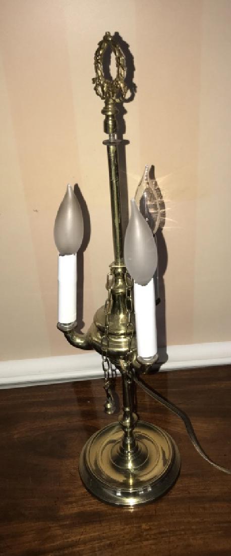 Antique 19th C Dutch Gilt Brass Oil Lamp (1 of 2)