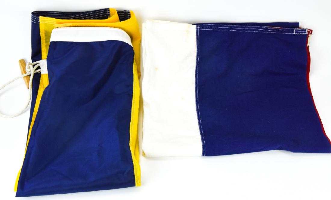 2 Vintage Nautical Flags: 2 Vintage Nautical Flags. Larger measures 24 inches x 56 inches.