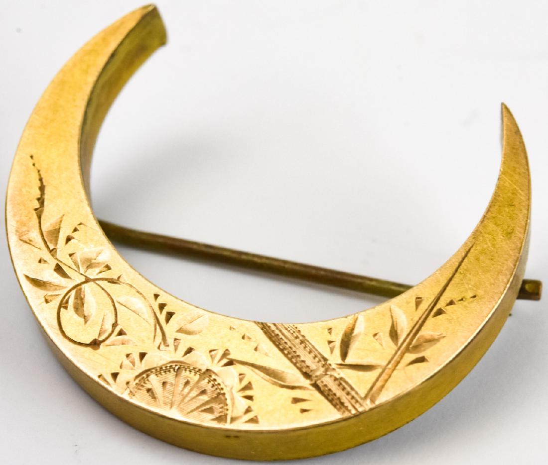 Antique 19th C Chased Gold Filled Crescent Moon (1 of 4)