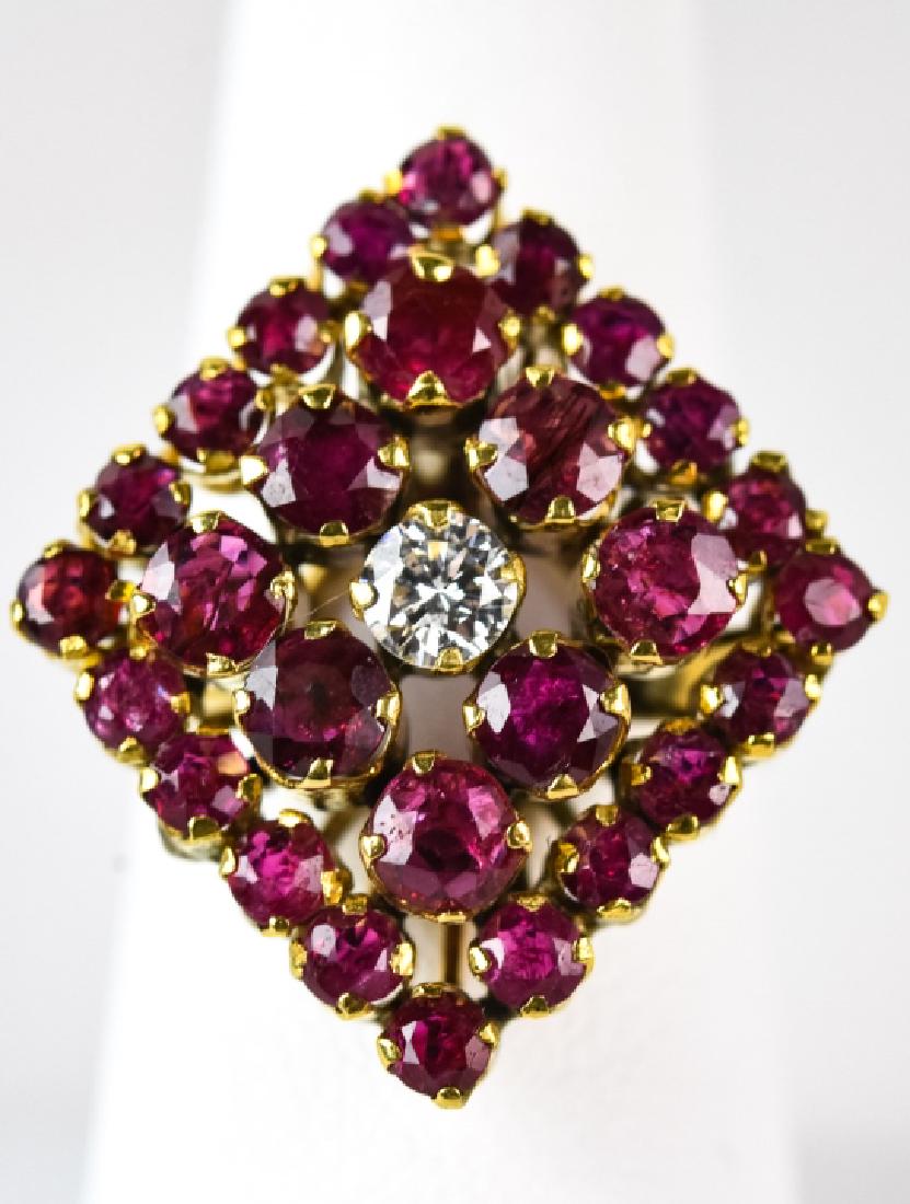 Estate 18kt Gold Diamond & Ruby Ring (1 of 5)