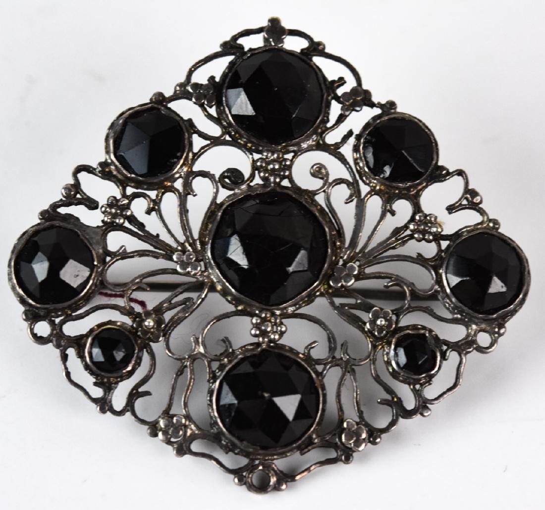 Antique 18th C Silver & Jet French Brooch (1 of 8)