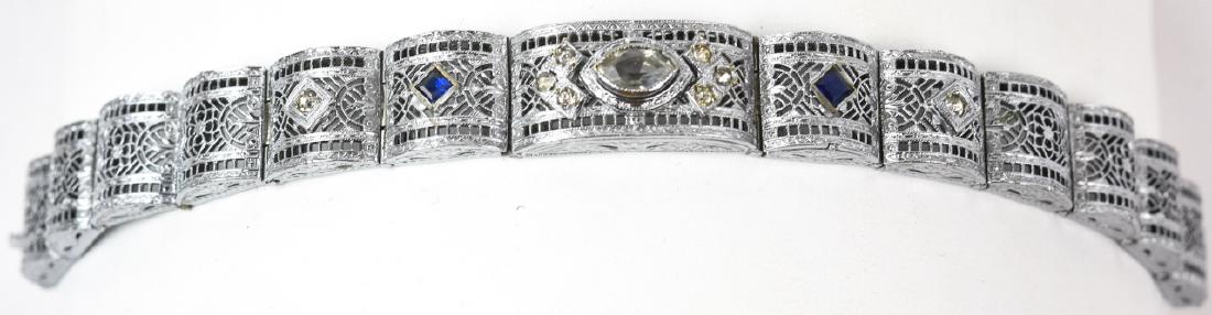 Art Deco Filigree Panel Bracelet W Rhinestones (1 of 10)
