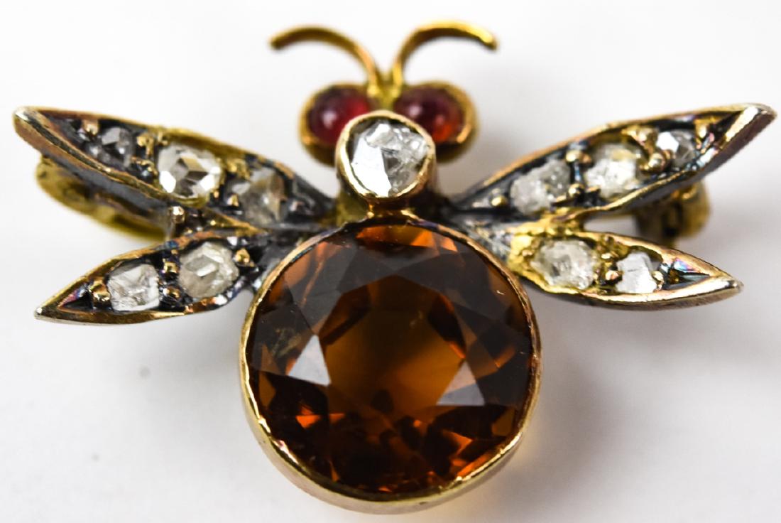 Estate Bee Brooch Pin W Rose Cut Diamonds (1 of 5)