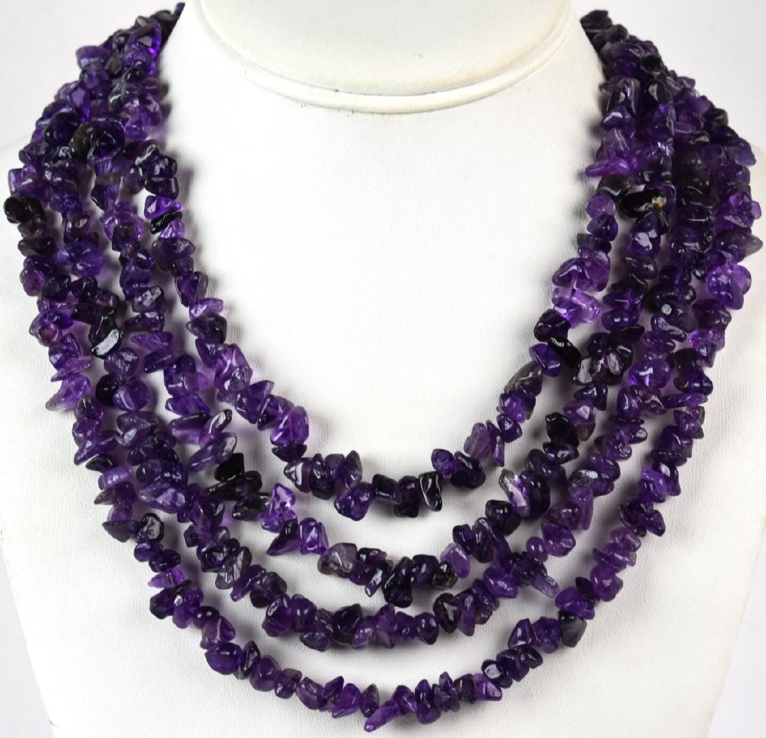 Multi Strand Tumbled Amethyst Bead Necklace (1 of 5)