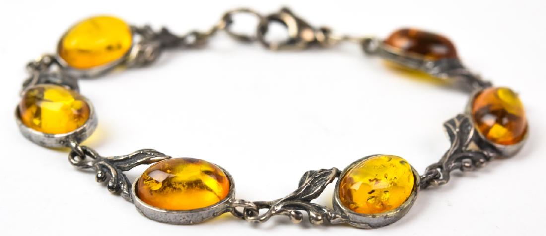 Vintage Sterling Silver & Cabochon Amber Bracelet (1 of 7)