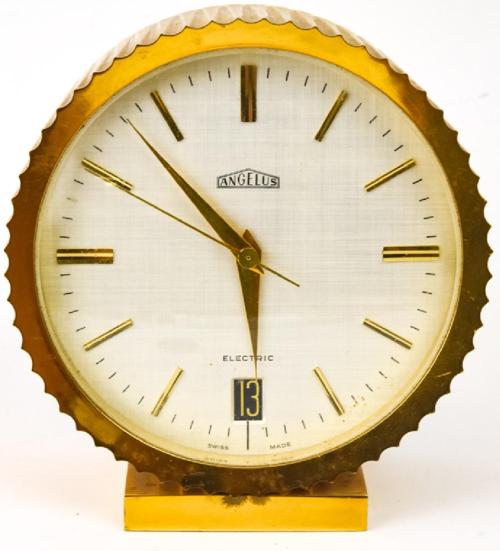 Angelus Swiss Made Gilt Metal Desk Clock (1 of 7)