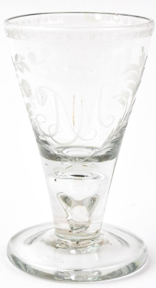 Antique 18th C Blown Glass Goblet w Crown Design (1 of 6)