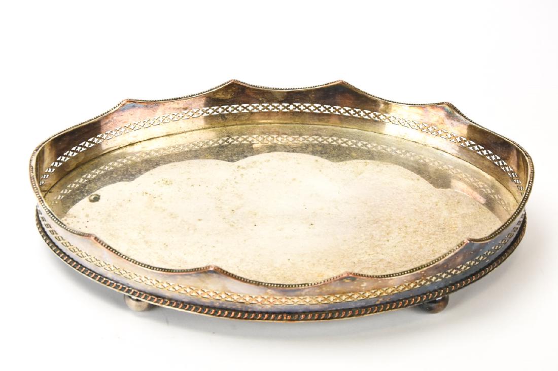 English Style Silver Plated Oval Tray w Gallery (1 of 6)