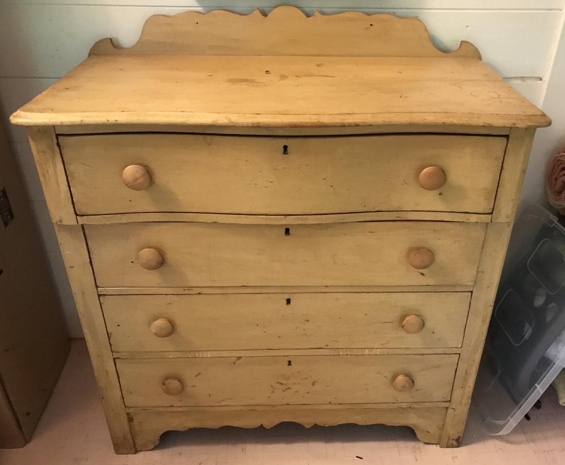 Antique 19th C Carved Pine Chest of Drawers (1 of 4)