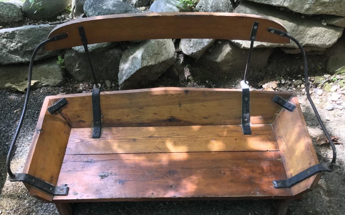 Antique 19th C Wood & Metal Carriage Seat / Bench (1 of 4)