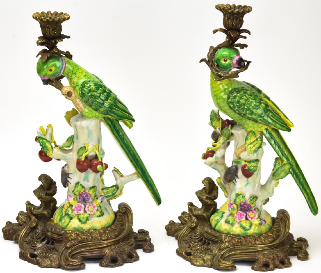 Porcelain & Gilt Metal Figural Bird Candlesticks (1 of 9)