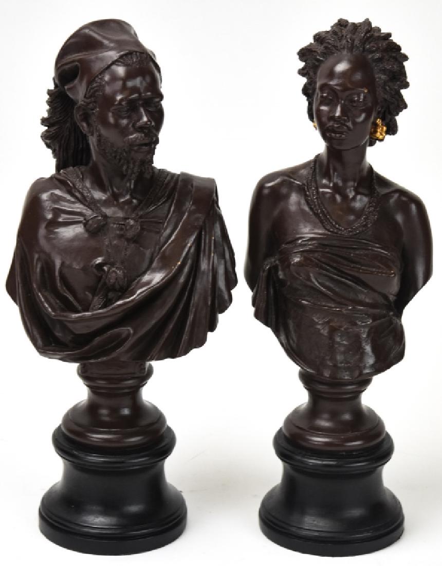 Pair S Eylanbekov Bronze Toned Male & Female Busts (1 of 10)