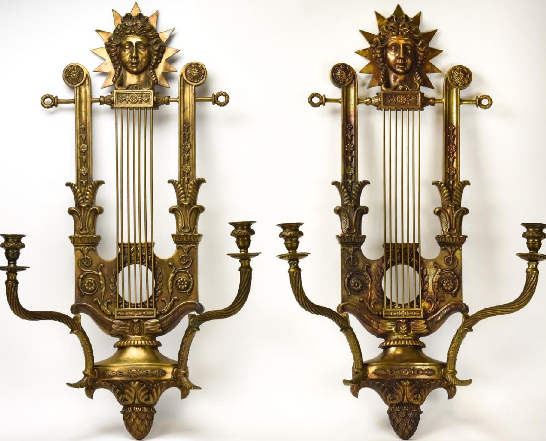 Pair Neoclassical Style Double Arm Wall Sconces (1 of 10)