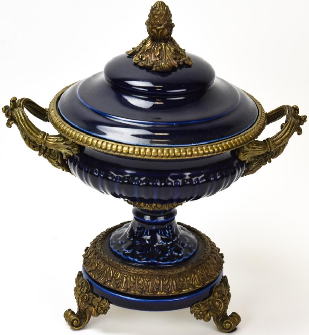Gilt Bronze & Porcelain Footed Covered Compote (1 of 7)