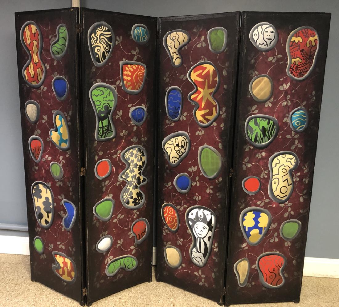 James Hansen Oil on Wood 4 Panel Painted Screen (1 of 3)