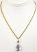 Antique 8kt Yellow Gold Chain w Amethyst Pendant