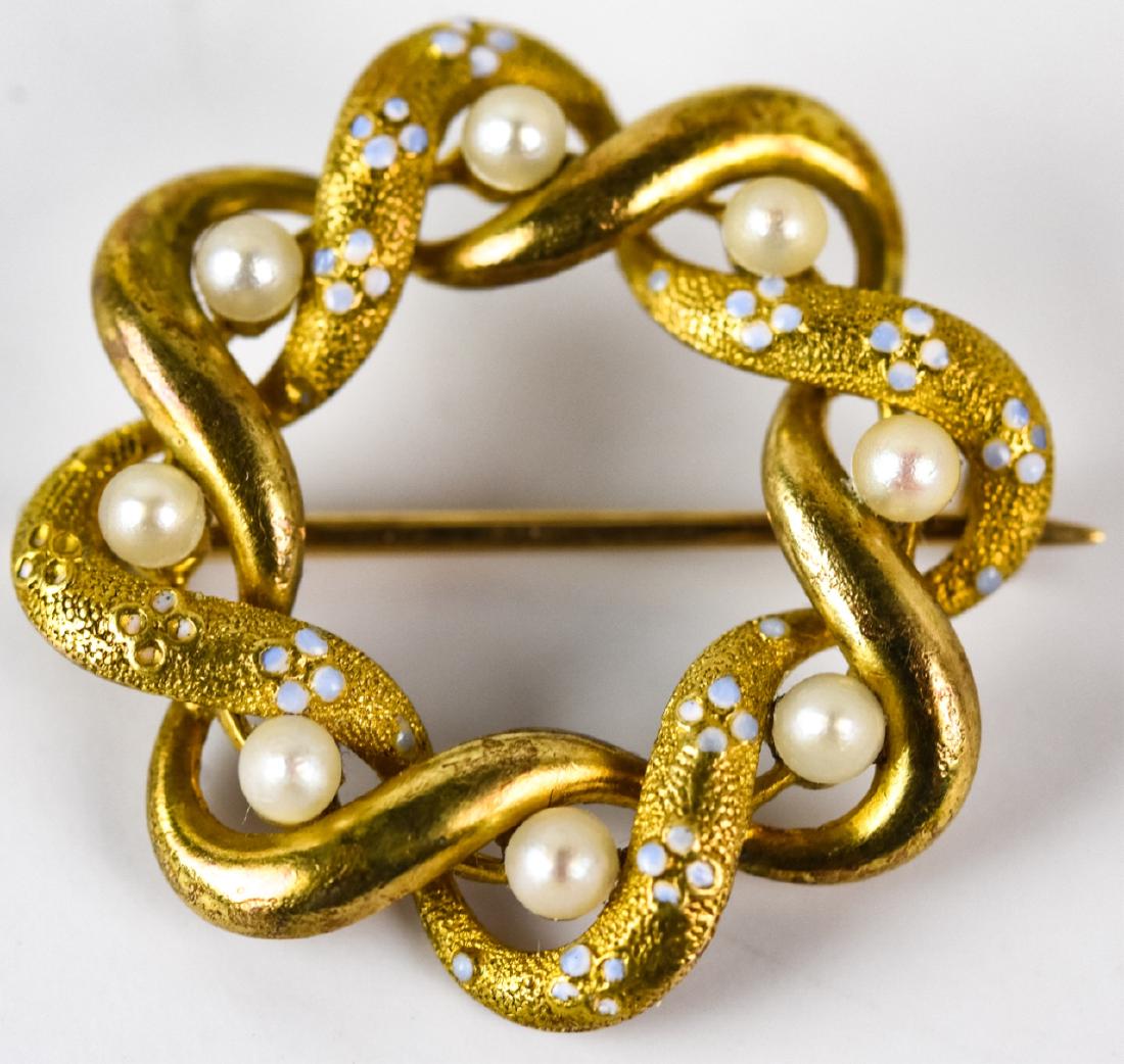 Antique 19th Century 14kt Gold & Enamel Brooch (1 of 5)