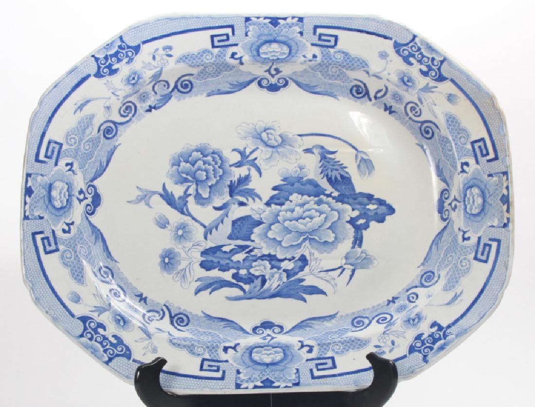 Large Antique 19th C Blue White Ironstone Platter (1 of 6)