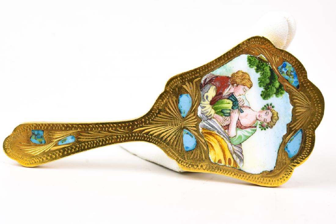 Miniature Italian Hand Mirror W Enamel Scene (1 of 7)