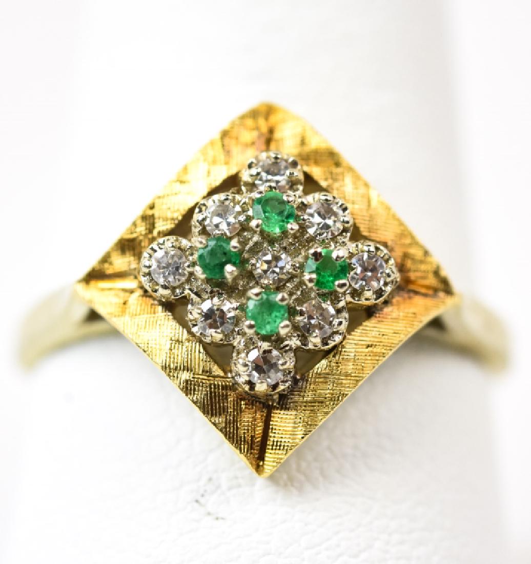 Vintage 14kt Yellow Gold Diamond & Emerald Ring (1 of 5)