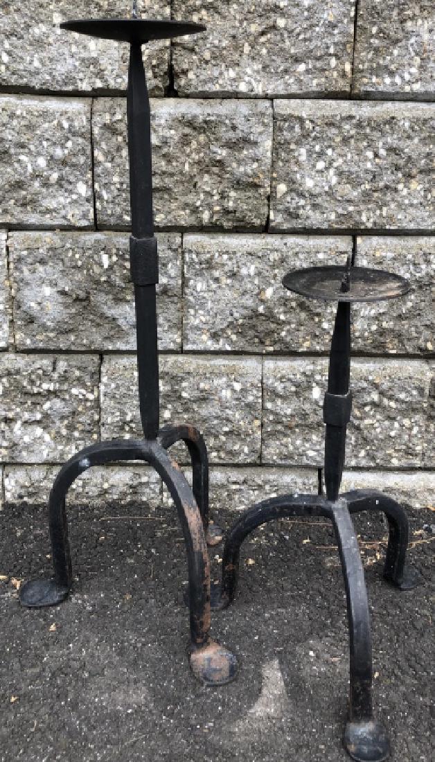 Pair Graduated Wrought Iron Pillar Candle Stands (1 of 3)