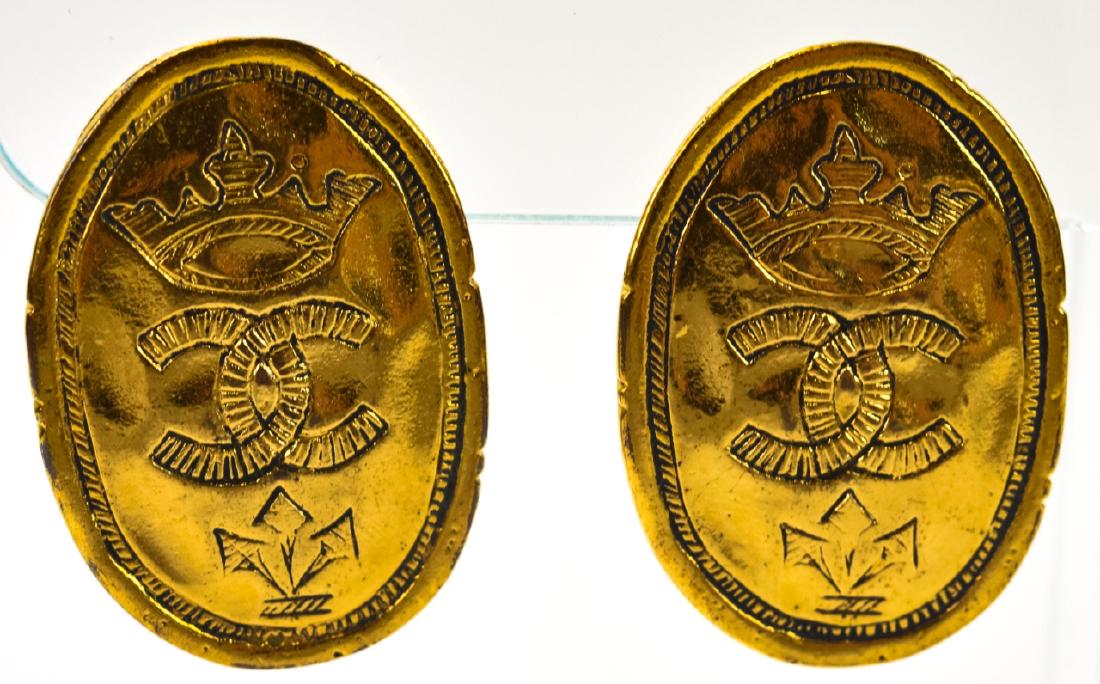 Vintage Chanel Gilt Crown & Double C Earrings (1 of 6)