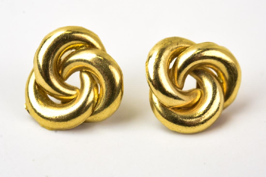 Pair of Vintage 14k Yellow Gold Knot Form Earrings (1 of 5)