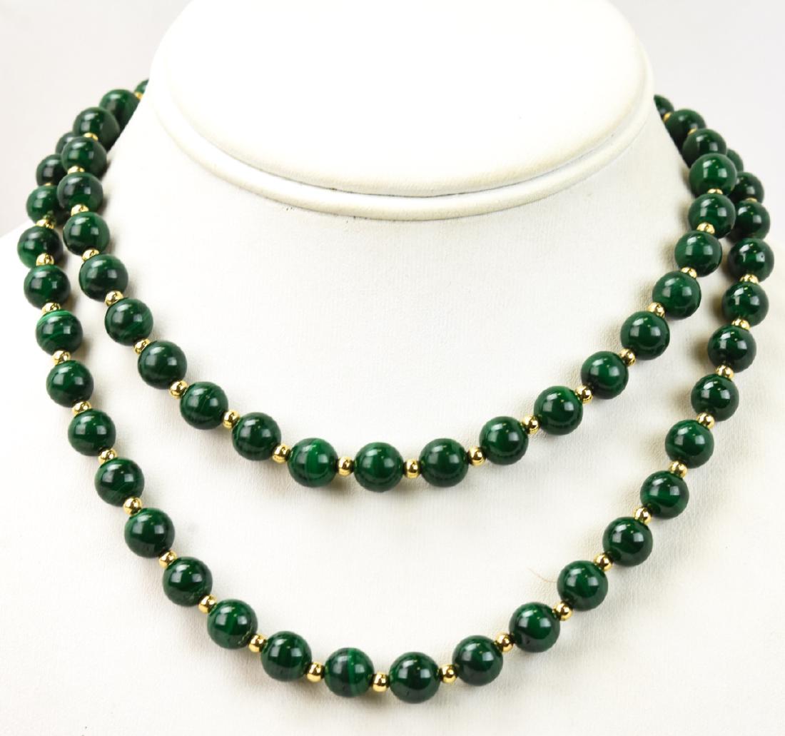 Estate 14kt Yellow Gold & Malachite Bead Necklace (1 of 7)